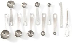 9 Measuring Spoons 1 Agitator 1 Caliper,18/8 Premium Stainless Steel Measuring Spoons Set, Spoons with Metric Measurements for Dry and Liquid Ingredients (Stainless Steel)