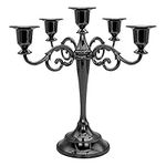 InciFuerza 5 Arms Metal Candelabras Candlestick Holder, Retro Black Taper Candle Holder for Dining Table, Fireplace, Candelabra Centerpieces, Wedding Home Decoration Gloss Black