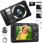 Digital Camera 4K UHD - 44MP Autofocus - Point and Shoot Digital Cameras 2.4'' Compact Digital Camera 16X Digital Zoom - Vlogging Camera with 2 Batteries a 32GB SD Card for Teens Students