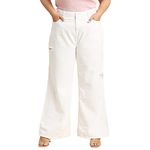 HIGH STAR Women's Wide Leg Stretchable Jeans (HSWJNS23024P_46_White