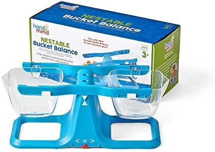 hand2mind Blue Nestable Bucket Balance, Clear Double Bucket Balance Scale for Liquids and Solids, Easy to Assemble Kids Scale, Space Saving Storage Base, Balance Scale for Classroom (Set of 1)