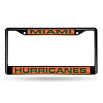 Rico Industries Laser Cut Inlaid Standard Chrome License Plate Frame NCAA Miami, Black, 15 x 8, Team Color, One Size