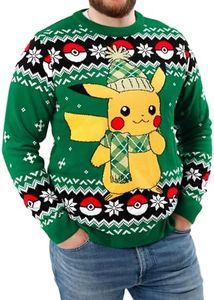 Pokémon Maglione Natalizio Uomo | Pikachu Maglione Lungo Natale | Maglione Natalizio Uomo | Verde S