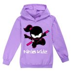 Edlike Ninja Kidz Kids Cartoon Children's Clothes Hooded Top Hoodie for Boys and Girls (Purple,130cm)