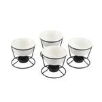 Kcgani 4Pcs Ceramic Butter Warmers for Seafood, 5oz Fondue Pot Set for Chocolate Butter Cheese, Ceramic Bowl for Food Crab Lobster, Suitable for Dishwasher Microwave Oven, Round