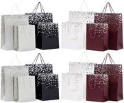 THE TWIDDLERS - 16 Colourful Gift Bags for Christmas with Ribbon Handles for Xmas, Birthday Party Present, All Occasions - Assorted Colours & Sizes - 18cm x 23cm & 32cm x 26 cm, Present Bags