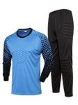 iEFiEL Kids Soccer Goalkeeper Uniform Set Padded Goalkeeper Jersey Shirts and Trousers Soccer Goalkeeper Costumes Blue 15-16 Years