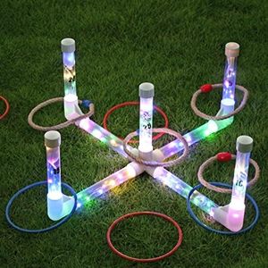 MOLACHI Ring Toss Games for Adults and Kids,Yard Games,Outdoor Indoor Games with LDE Light,Easy to Set Up w/Compact Carry - Backyard Toys,Christmas Party Toss Game for The Whole Family