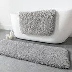 Phantoscope Bathroom Rugs - Set of 2 Non-Slip Ultra Soft Microfiber Plush Bath Mat Water Absorbing Shower Rugs, Light Grey, 17 x 24 & 17 x 47 Inches