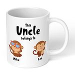 Print Maniacs Personalised Fathers Day Mug Gift Dad Uncle Grandad Christmas Birthday New Born First 1 Monkey (Uncle), 300 milliliters