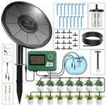 TRJZWA Solar Irrigation System Kit with Early Warning Function,DIY Solar Automatic Drip Irrigation Kits,Automatic Watering System with 15m Watering Hose and 15 Drippers for Balcony/Garden/Courtyard