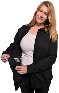 Inspired Comforts Mastectomy Recovery Hoodie Sweatshirt with Drain Pockets | Post Breast Cancer Recovery | Full Sleeve | 2XL, Black