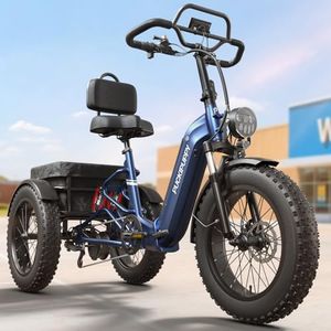 PUCKIPUPPY Electric Trike for Adults 960W Peak, Full Suspension & Reverse Gear Electric Trike Max 25MPH D