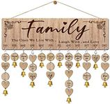 Buecasa Wooden Family Birthday Reminder Calendar Board Wall Hanging - DIY Decorative Birthday Tracker Plaque with 100 Tags