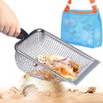 mciskin Beach Mesh Shovel with Mesh Beach Bag for Shell Collecting, Kids Filter Sand Scooper for Picking Up Shells, Shark Tooth Sifter Dipper for Boys and Girls, Beach Toy