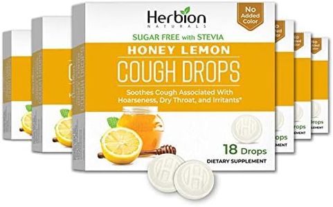 Herbion Naturals Cough Drops with Honey Lemon Flavor, Sugar-Free with Stevia, Soothes Cough, for Adults, Children 6 Years and Above, 6 Pack (108 Lozenges)