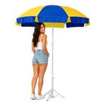 Bluebuds, We Build Smiles 36in/6ft Outdoor Garden Umbrella With Stand Tripod Holder Outdoor Big Size Waterproof Super Cloth Patio Garden Outdoor Umbrella (36, Yellow-Blue)