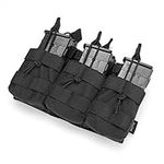 ProCase Open-Top Triple Stacker Mag Pouch, Tactical Magazine Pouch with Bungee Straps for Magazines -Black