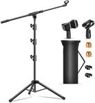 Microphone Stand Tripod Mic Stand Boom Height Adjustable 24'- 67' Floor Mic Stand Boom with 2 Mic Clips and 3/8" - 5/8" Adapter Microphone Stands for Singing Blue Yeti Shure with Carrying Bag