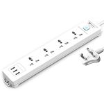 ULTRAPROLINK Extension Board|Surge Protector&Spike Guard|4 Universal Sockets 2500W&3 Usb Ports|2M/6.5Ft Cable|Master Switch Power Strip For Home&Office|Surge Shield|White|Um1049U,7Volts