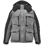 Striker Men's Hardwater Windproof Water-Resistant Insulated Outdoor Ice Fishing Jacket with Sureflote Flotation Technology, Gray/Black, Medium