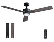 Vagizm Ceiling Fan with Light Remote: 52 Inch Modern Bedroom Fans with Dimmable Tri-Color Temperature LED - Quiet Reversible DC Motor - Indoor Outdoor (Black+Walnut)