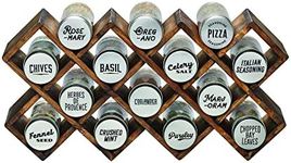 Kamenstein 10 Jar Criss-Cross 2-in-1 Spice Organizer for Countertop or Wall with Spices Included, FREE Spice Refills for 5 Years, Gray Wash Bamboo with Metal Caps