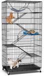 PawGiant 6-Tier Cat Cage Playpen Crate 76 Inch Large Kennel Enclosure Metal Pet Cat Kitten Ferret Animal House Home Cage Indoor Outdoor with 3 Doors & 1 Hammock