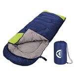 Sleeping Bag 3 Seasons (Summer, Spring, Fall) Warm & Cool Weather - Lightweight,Waterproof Indoor & Outdoor Use for Kids, Teens & Adults for Camping Hiking, Backpacking and Survival (Blue Green)