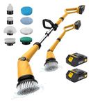 Qimedo Electric Spin Scrubber, 1500 RPM Power Cordless Cleaning Brush with 2 Replaceable Batteries & 8 Heads, Battery Shower Cleaner Brush for Bathroom, Kitchen, Bathtub, Floor & Tile (Yellow)