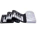 Yangers Electric Roll Up Keyboard Piano with Speaker, Portable Digital Electronic Foldable Music Toy with Rhythm Drum Chord Learning Keys for Children Kids Starter Beginners (Silver)