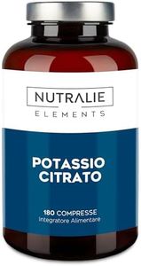 Potassio - Citrato di potassio - Dose elevata - 2880mg - Elemento Potassio puro +1000mg - Muscolo - Citrato di potassio - 180 compresse - Nutralie