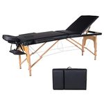 ACi Massage Table Portable Massage Bed Height Adjustable Massage Table Foldable 3 Fold 84 Inch Salon Bed Tattoo Spa Facial Treatment Bed Black