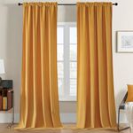 Joydeco Yellow Velvet Curtains 84 inch Length 2 Panels, Luxury Blackout Rod Pocket Thermal Insulated Window Curtains, Super Soft Room Darkening Drapes for Living Dining Room Bedroom,W52 x L84 inches