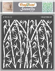 CrafTreat Bamboo Stencils for Painting on Canvas, Wallart, Bullet Journal Notebook, Home Decor and Scrapbooking - Nature Forest Stencils - 6"X6" Room Decor Stencil - Reusable Arts & Crafts Supplies