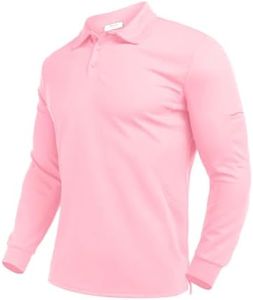 Deyeek Mens Golf Shirts Quick Dry Black Long Sleeve Polo Shirts for Men UPF 50+ Sun Protection Golf Polo Shirts with Pocket