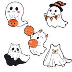 Cute Ghost Enamel Brooch Pin Set-Gothic Emoji Badges Halloween Pins for Women/Men Cartoon Boo Pumpkin Flying Spirit Enamel Pins for Jackets