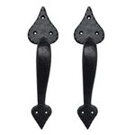 Adonai Hardware "Baasha Antique Cast Iron Industrial Sliding Door Pull Handles for Vintage Wooden Barn Doors, Gates, Kitchen Cabinets, Furniture, Fences and Farmhouse (8, Black Powder Coated)