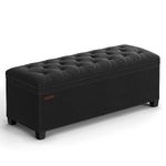 SONGMICS Storage Ottoman Bench, Foldable Foot Rest with Legs, 15.7 x 43 x 15.7 Inches, End of Bed Bench, Storage Chest, Load up to 660 lb, Ink Black ULSF088B01