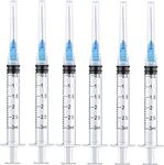 100 Pack - 3ml/cc Plastic Injection Syringe with 23G 1 Inch Needles, Individually Sealed Packaged