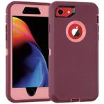 for iPhone 7 Case/iPhone 8 Case, [Shockproof] [Dropproof] [Dust-Proof] Phone Case with Screen Protector, Heavy Duty Case for iPhone 7 and iPhone 8, 4.7" (PurplePink)