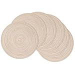 SHACOS Round Placemats Set of 6 Braided Woven Place Mats Washbale Table Placemats Round Heat Resistant Table Mats for Kitchen Dining Table Home Restaurant (Beige)