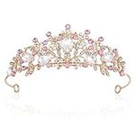 Abeillo Princess Tiaras for Girls, Rhinestones Crystal Tiara Princess Crown, Pink Tiara Headband Hair Accessories Birthday Party Gifts for Women and Girls Party