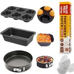 PureBake Premium SGS Certified Cake Moulds | 8 inch Cake Tin- Teflon Coated Removable Base, Non-Stick Cake Tins/Pan/Trays for Microwave, Oven and Bakeware (PB_BK_Combos3_BL_MT_CT)