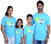 RAINBOWTEES Beach Family -t-Shirts Set of 4 for Father Mother and Kids (Turquoise Blue, Mail The Sizes to Gangsters.4006@gmail.com)