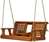 Porchgate Amish Heavy Duty 800 Lb Rollback Console Treated Porch Swing with Hanging Ropes (Cedar Stain)