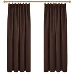 Deconovo Solid Thermal Insulated Curtains Tape Top Blackout Curtains for Bedroom 46 x 72 Chocolate One Pair