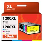 HALLOLUX PGI-1200XL Ink Cartridge Compatible for Canon 1200 XL PGI1200 PGI1200XL Combo for Canon MAXIFY MB2020 MB2320 MB2120 MB2720 MB2320 MB2020 Office Printer (5 Pack)