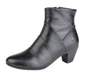 Cipriata Womens Ladies Real Leather Memory Foam Mid Heel Zip Ankle Boots Black Size 5