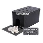 MEEXPAWS Cat Litter Box Enclosure Furniture Hidden, Cat Washroom Bench Storage Cabinet | Extra Large 36'' x 20'' x 20''| Dog Proof | Waterproof Inside/Easy Clean | Easy Assembly | Odor Control(Black)